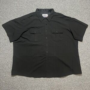Blauer Mens Black Short Sleeve Button Up Work Shirt Uniform Utility 2XL 20 1/2‎